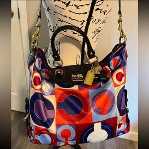 COACH Madison Graphic Op Art Resort Sabrina Satchel Bag